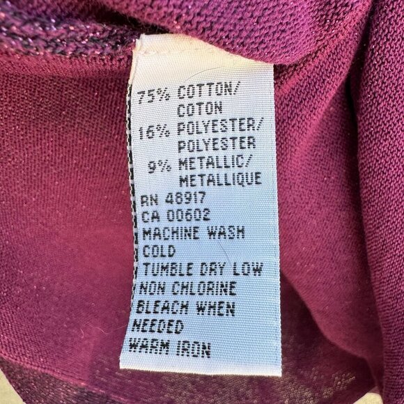 Calvin Klein Petites Womens Deep V Neck Purple Metallic Knit Wrap Blouse Top P/S - Picture 3 of 8